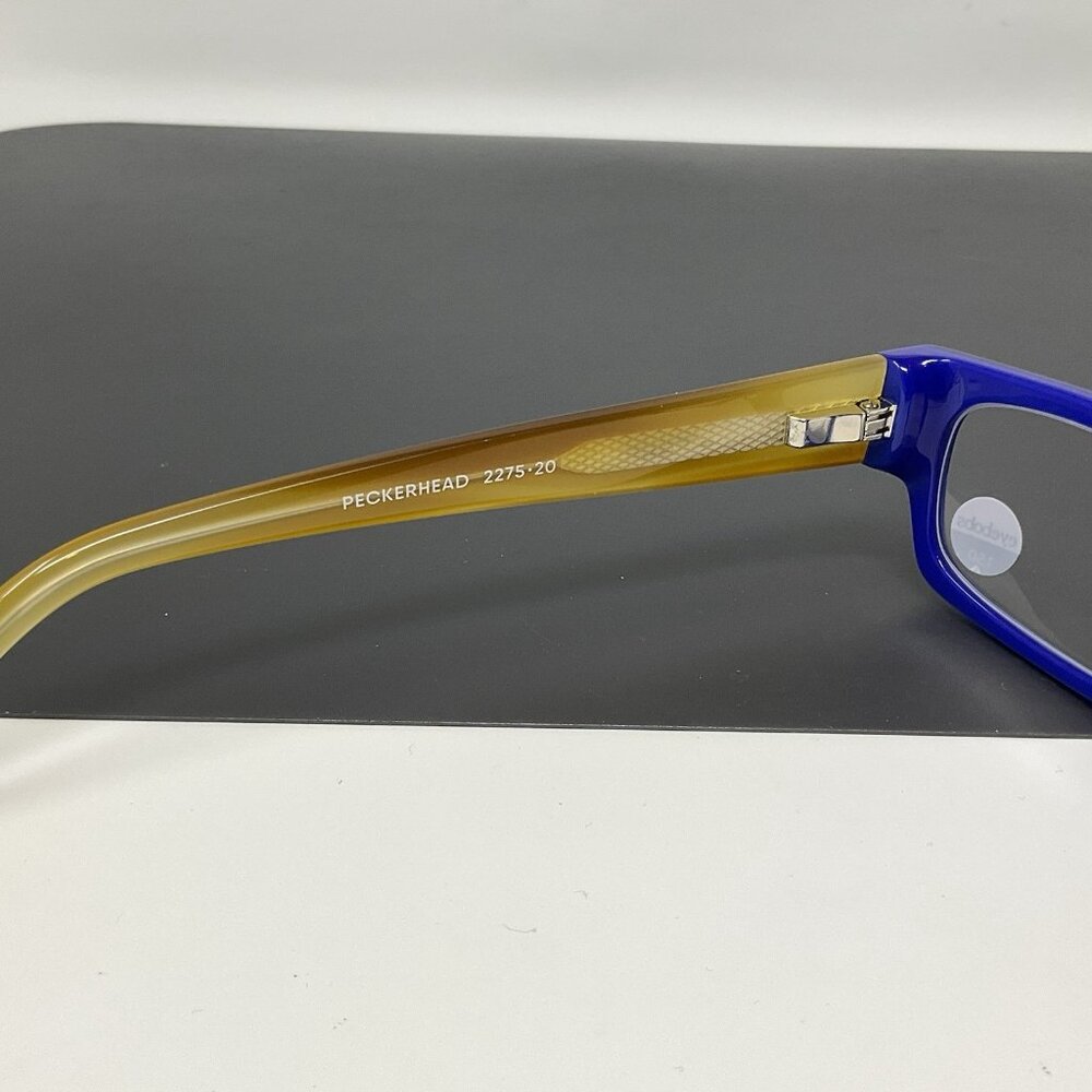 eyebobs Peckerhead Reading Glasses Color 20 - Cobalt Front with Blonde Temples - Picture 7 of 16